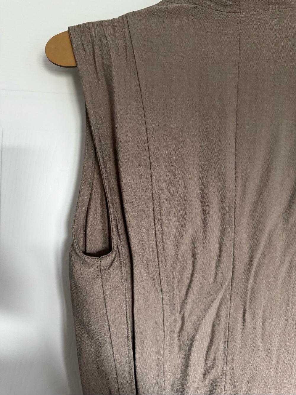 Sleeveless Taupe Wrap Tunic with Waist Tie - Picture 10 of 16